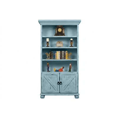 Bibliothèque en bois massif avec rangement Farmhouse