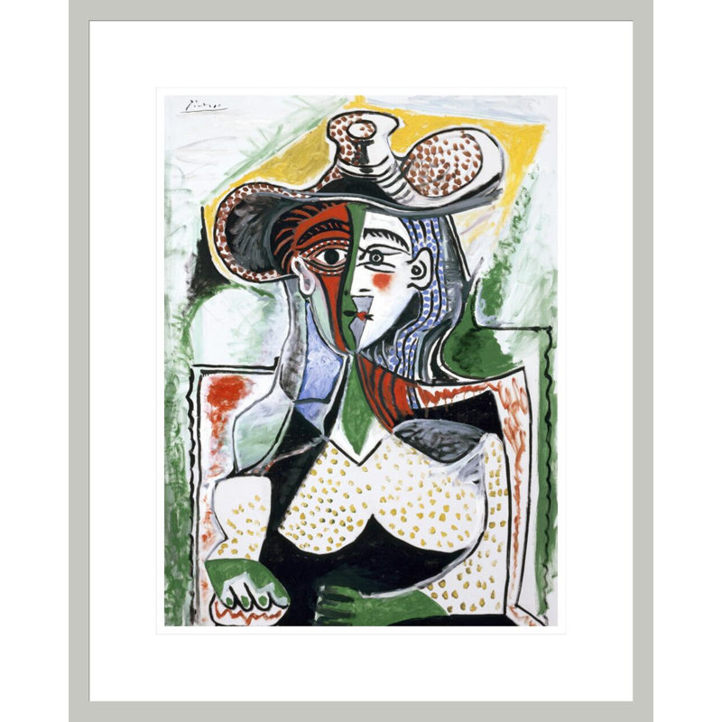 «Woman with a Large Hat» par Pablo Picasso, impression giclée sur cadre, 21.75" H x 17.61" W