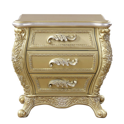 Gold 3-Drawer Nightstand