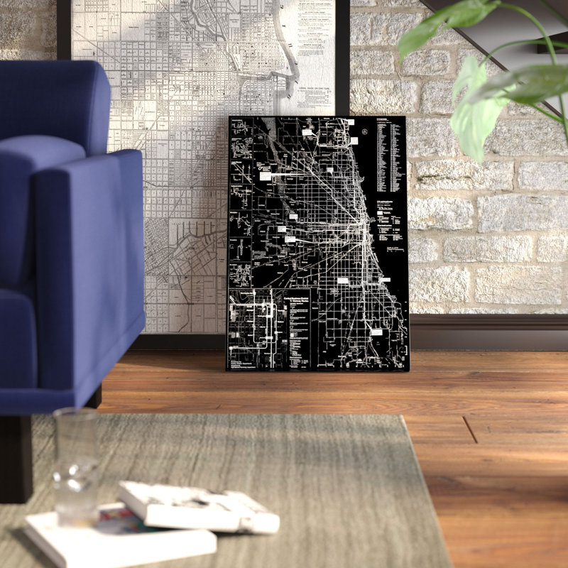 « modern art-chicago transit negative », impression, H 60 po x l 40po x P 1,5 po, Toile avec cadre noir