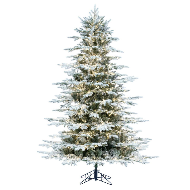 Vickerman 10'' X 74" Flocked Kamas Fraser Artificial Christmas Tree, Warm White Low Voltage 3MM LED Lights, 10' H