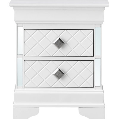 Sophisticated Nightstand In Silver Champagne Finish - 21"w X 16"d 24"h 2 Drawers Fully Assembled Transitional Design For All Decorations Quality Materials With Convenient Fits Multiple Decor Themes