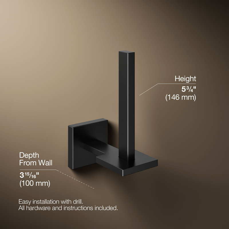 Square Vertical Toilet Tissue Holder, Matte Black