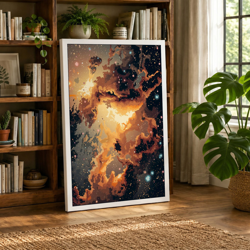 Cosmic Nebula Modern - Wrapped Canvas, 24x16 - 61.0 x 40.6 cm, Teal Border