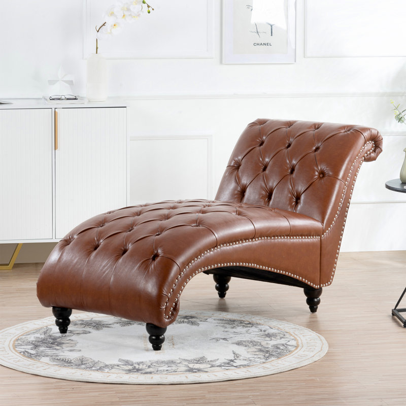Chaise longue sans accoudoirs touffetée, Brown