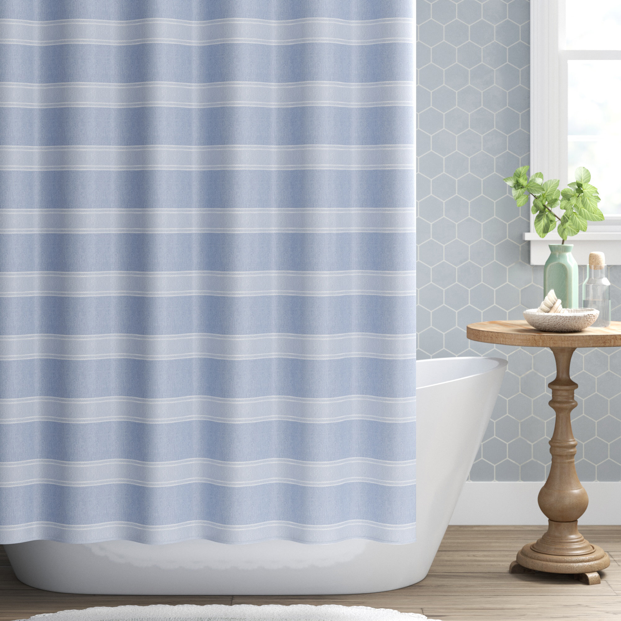 KRISIN Shower Curtain for Bathroom, Polyester Fabric, Bathroom