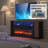 70" Tv Stand with Glass Electric Fireplace, Tv Stand With Light Strips For Tvs Up To 80"