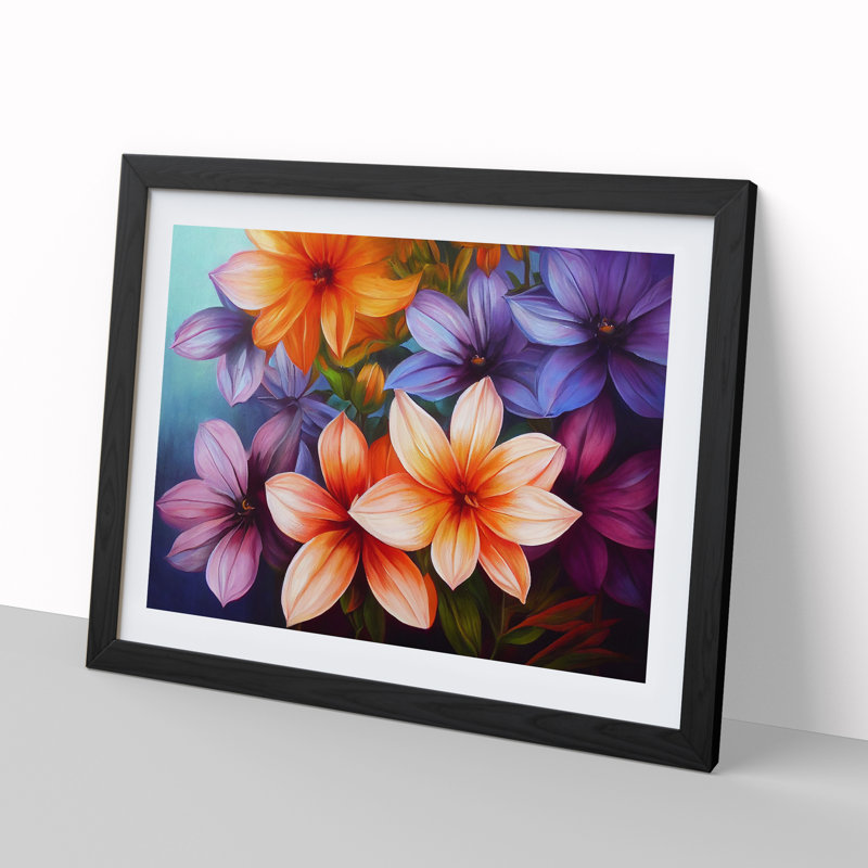 Lovable Flowers - Single Picture Frame Print, 46cm H x 64cm W x 2cm D, Black