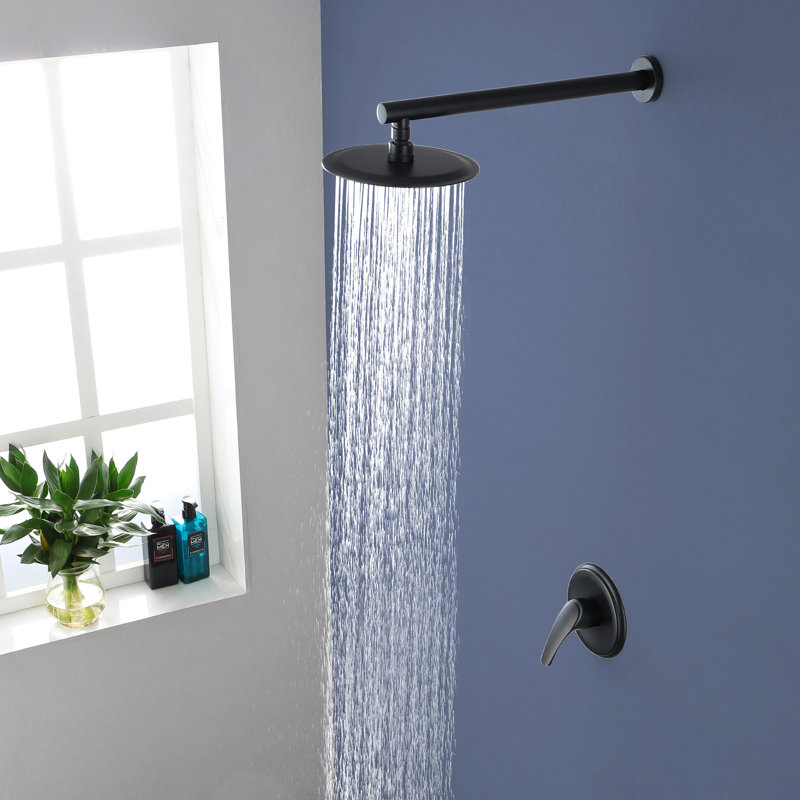 Système de douche complet à pression équilibrée, 3,4 gallons par minute, Noir mat