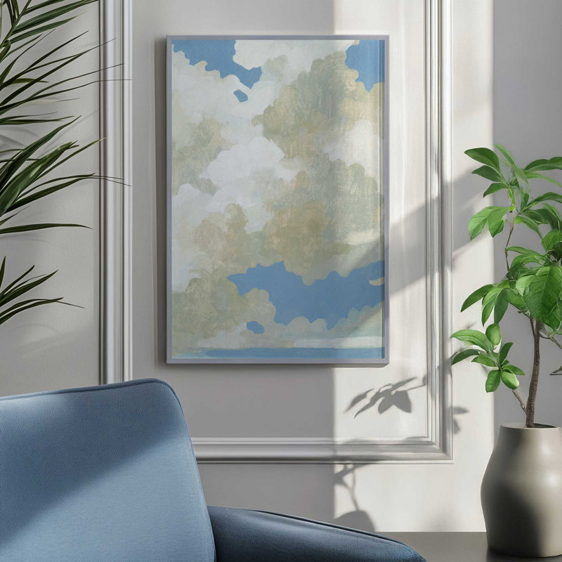 Calmez les nuages dans la brise II, H 15,25 po x l 12,25 po, Encadrement ouvert, zinc vieilli