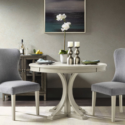 Table de salle à manger 44 po en crème antique, plateau et pieds en placage de bois massif, sièges 4-6, base, outils requis pour l'assemblage rond 44 po, finition crème, plateau, 4 - 6, fournitures