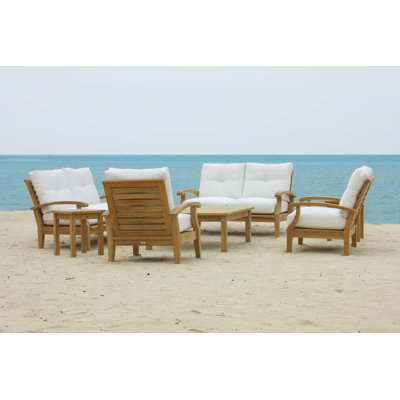 Causeuse en teck avec coussins Sunbrella Lowery