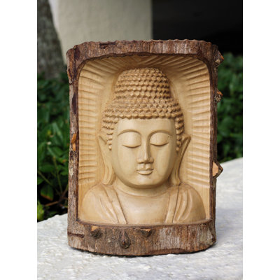 Aliesha Wooden Serene Buddha Bust Head Crocodile Wood Statue Hand Carved Sculpture Handmade Figurine Decorative Home Decor Accent Handcrafted -  Bungalow Rose, E9E42F39C2F64AE1BD5343D81B0B1EAE