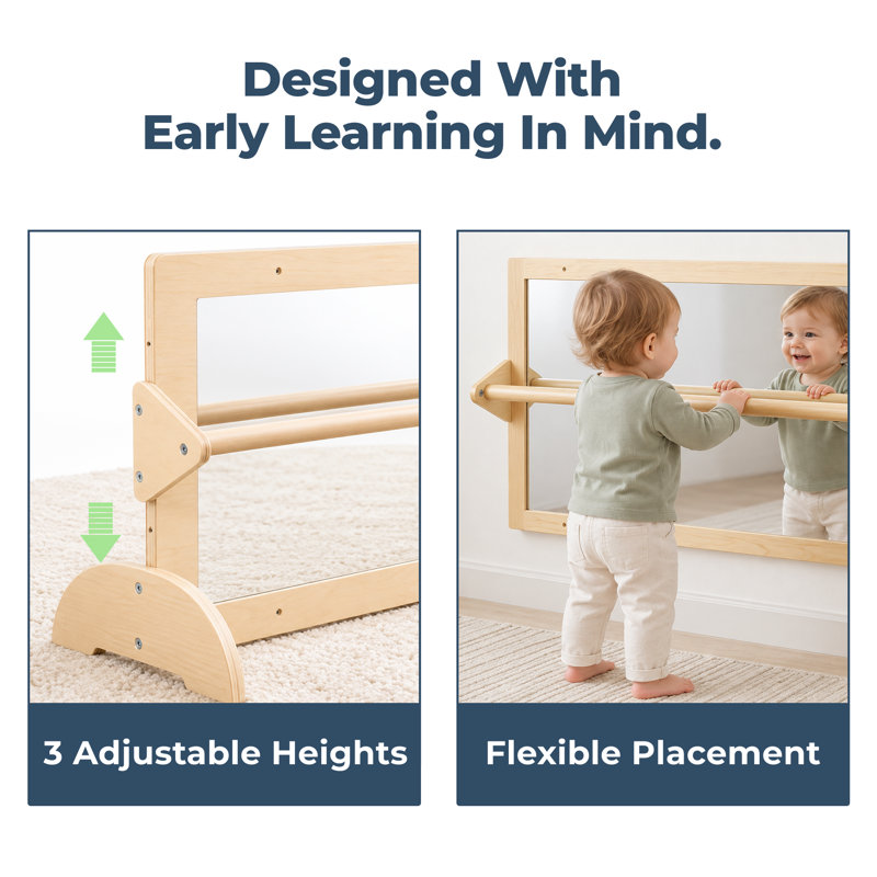 Miroir Guidewill® de qualité commerciale avec barre Montessori