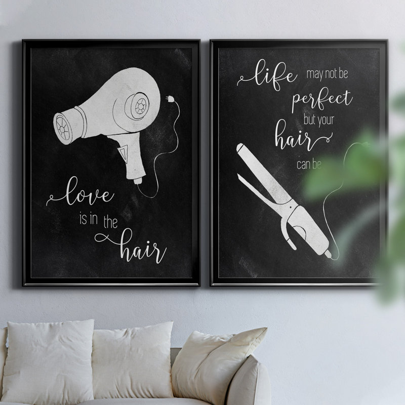 «Love the cheveux» - ensemble de 2 impressions, H 18,5 po x l 49 po x P 1,5 po, H 31,5 po x l 47 po x P 1,5 po, Pas de tapis