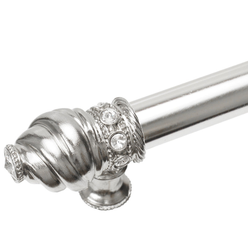 Caché avec une longue poignée centrale de 5/8 po et 23 cristaux transparents Swarovski avec entretoise centrale, 12", Chrome