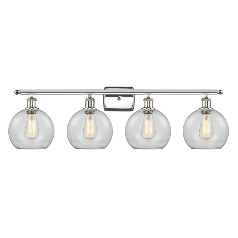 Éclairage pour salle de bain 4 lumières Cindi, Incandescente, Transparent, Nickel poli