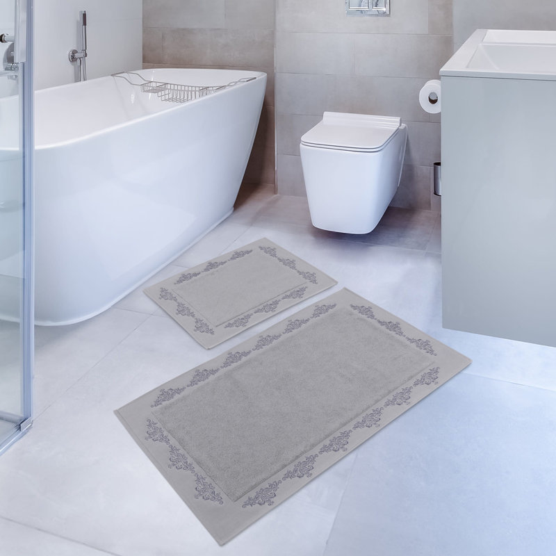 Ensemble de tapis de bain 2 pièces Premium, gris, 19,7 po x 23,6 po et 23,6 po x 39,4 po | 100% coton, 35,3 oz / verge carrée | Doux, absorbant et à séchage rapide | Idéal pour le confort et le style de la salle de bain, lavable à la machine