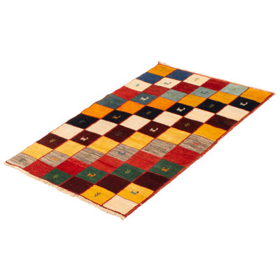 Tapis multicolore Layan Gabbeh 3 pi 5 po x 5 pi 5 po