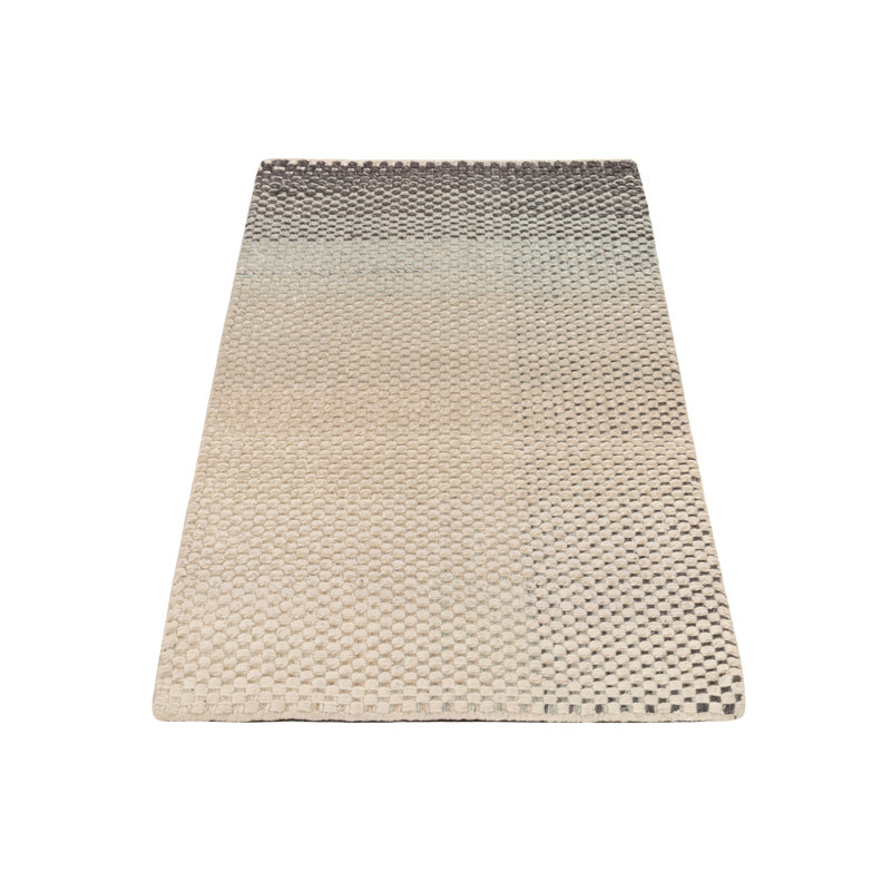 Wool Geometric Area Rug in Beige/Blue/Charcoal Black