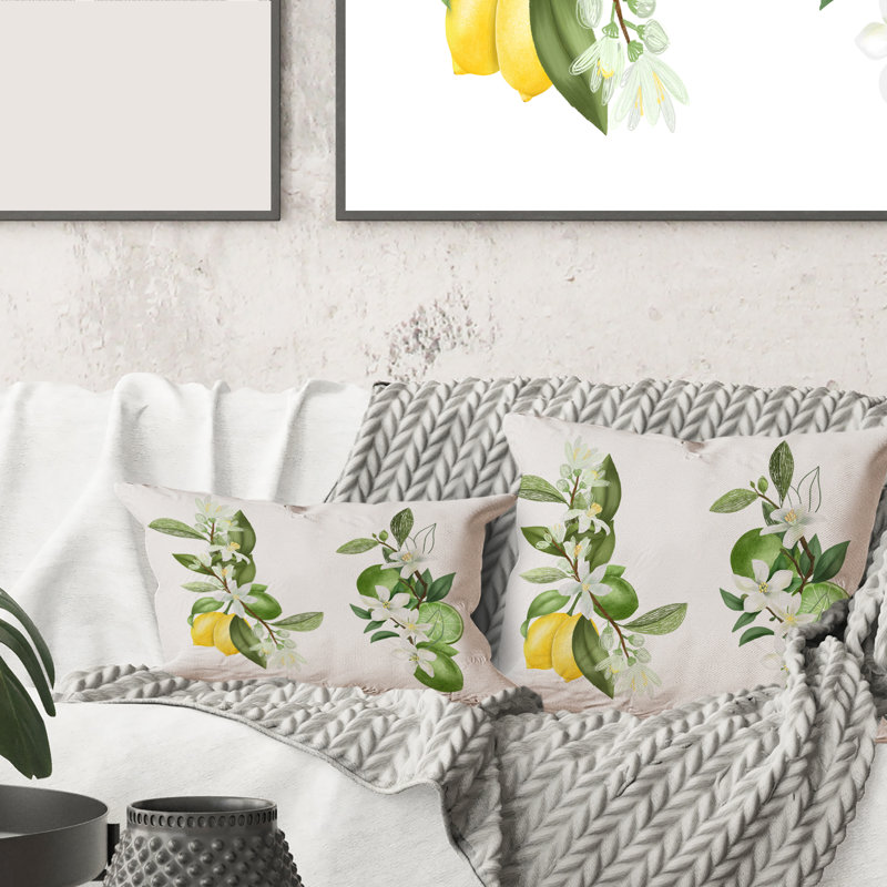 Housse et insert de coussin Bouquet of Blooming Lemon Tree Branches, 16" x 16"