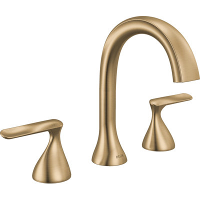 Delta Bonacci Widespread Bathroom Faucet, Gold Bathroom Faucet, Two Handle Bathroom Sink Faucet, Diamond Seal Technology, Drain Assembly, Lumicoat Champagne Bronze