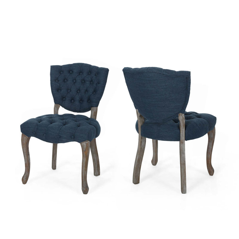 Elegant Tufted Back Dining Chair, Navy Blue