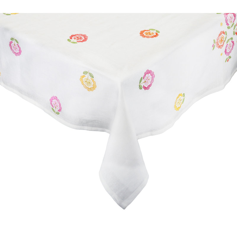 Carnation Tablecloth, White/Pink/Orange