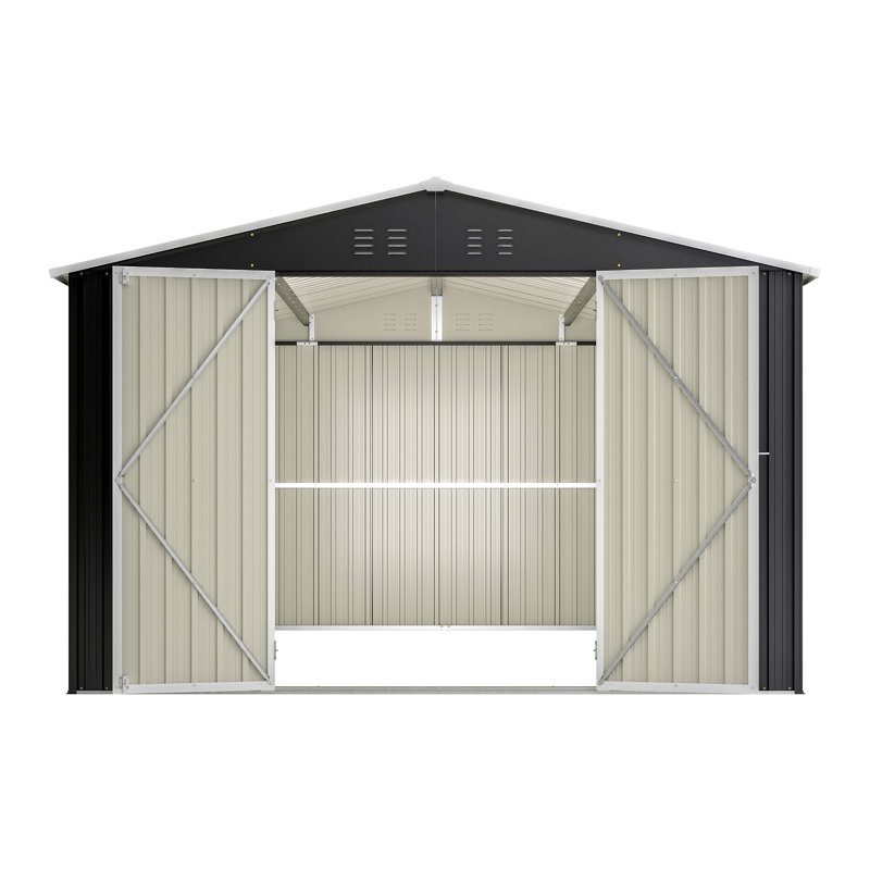 Remise de rangement extérieure 10 pi x 12 pi, Noir, 79.13" H x 113.7" W x 141.06" D