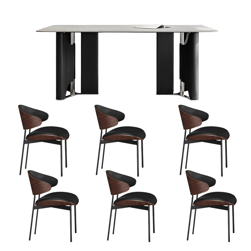 Ensemble de table rectangulaire moderne avec chaises, H 29,52 po x L 62,99 po x l 31,49 po
