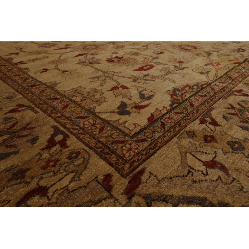 Tapis oriental brun en laine noué à la main 9 pi 11 po x 14 pi brun / rouille / gris