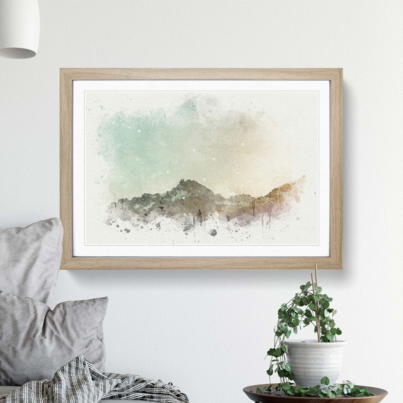 Forest Before the Mountain in Abstract - Picture Frame Graphic Art Print, 36cm H x 48cm W x 2cm D, Oak Framed
