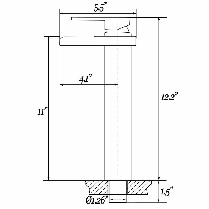 Robinet de lavabo vasque à poignée simple avec drain, Nickel brossé