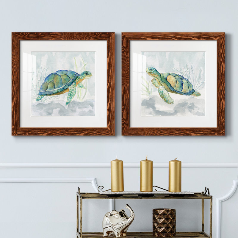«Riding the Current I», ensemble de 2 peintures, Papier avec cadre érable, H 17 po x l 34 po x P 1,5 po