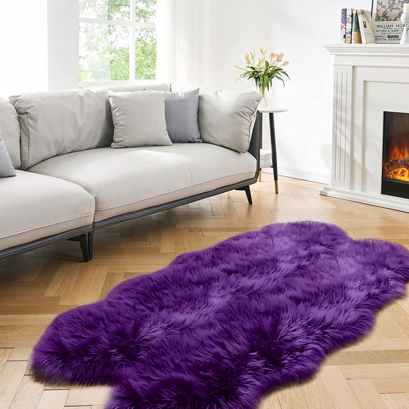 Plush Faux Sheepskin Grape Shag Area Rug, Nouveauté 4 pi x 6 pi