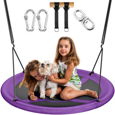 443lb Giant 43" Platform Tree Swing for Kids and Adults with 2 Hanging Straps, for Outdoor Indoor - Purple