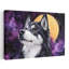 «Mystical Husky Moon», art contemporain de paysage de forêt de loup abstrait-129148805