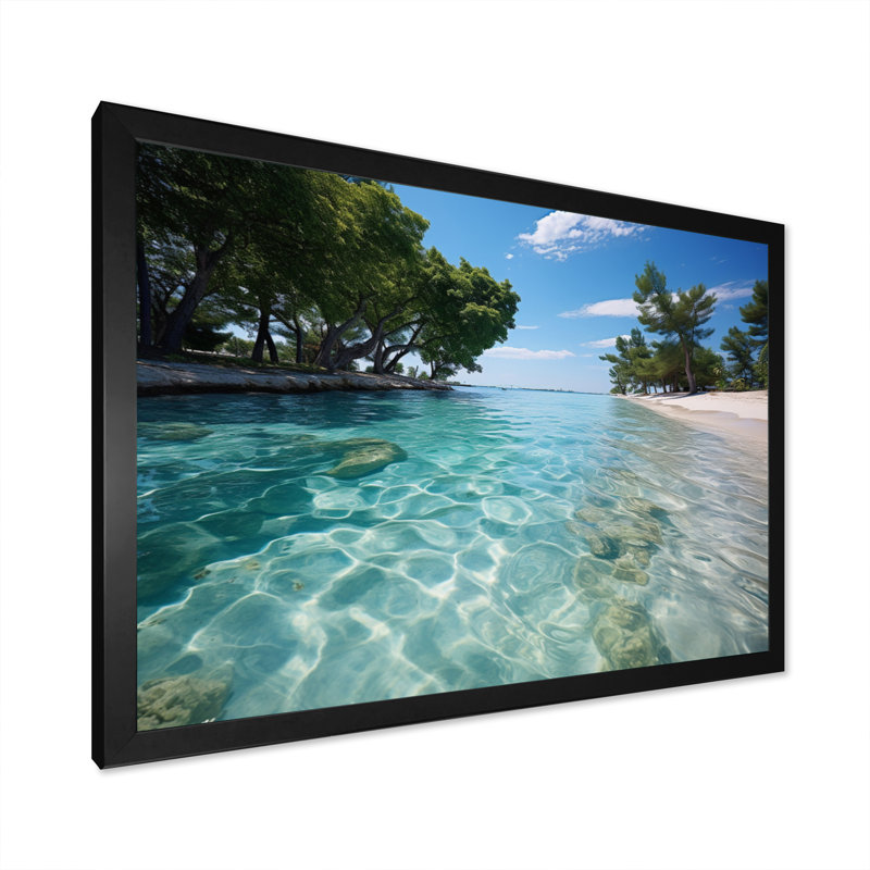 «Barbaray Beach Beach Sandy Paradise II», reproduction sur toile, Cadre photo noir, H 16 po x l 32 po x P 1 po