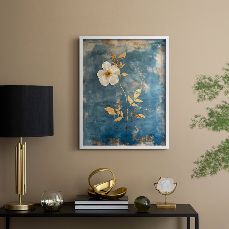 FLORAL Series XLVII - reproduction encadrée de qualité supérieure - prête à être accrochée - aucun clou requis, Blanc