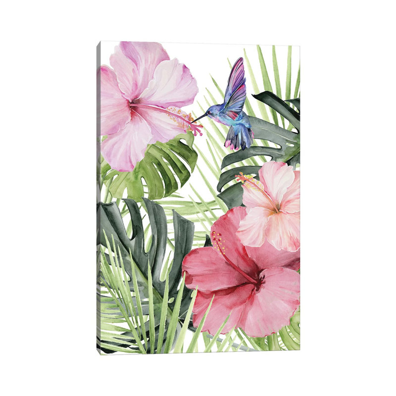Hibiscus & Hummingbird I by Jennifer Paxton Parker - Wrapped Canvas Painting, 101.6 cm H x 66.04 cm W x 1.91 cm D
