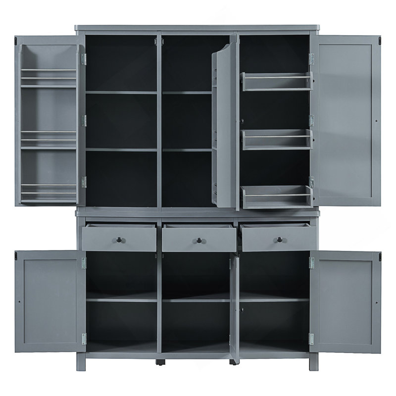 Grand garde-manger autoportant avec grand rangement, tablettes réglables, plateaux coulissants et tiroirs pour une vie organisée