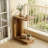 Warm Slatted C-shaped Compact Side Table
