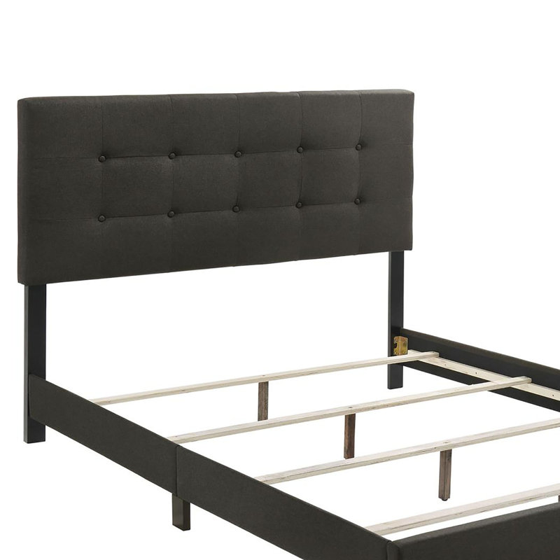 Lit tapissier standard capitonné, Double, Gris foncé