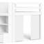 Lit mezzanine bas simple blanc avec rangement pour et articles essentiels, rideau, tableau noir, lit idéal pour chambres à coucher, blanc, tablettes à plusieurs rangements, aucun sommier requis-130155586-130155587