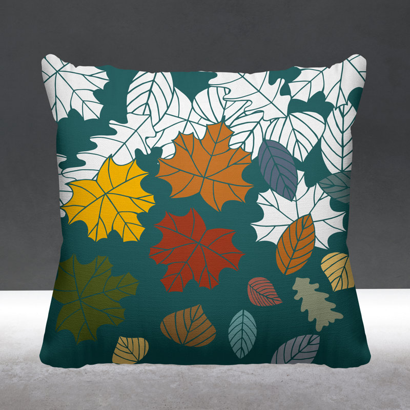Coussin intérieur / extérieur Collin Maple Leaf, 19 po x 19 po, Émeraude, Carré