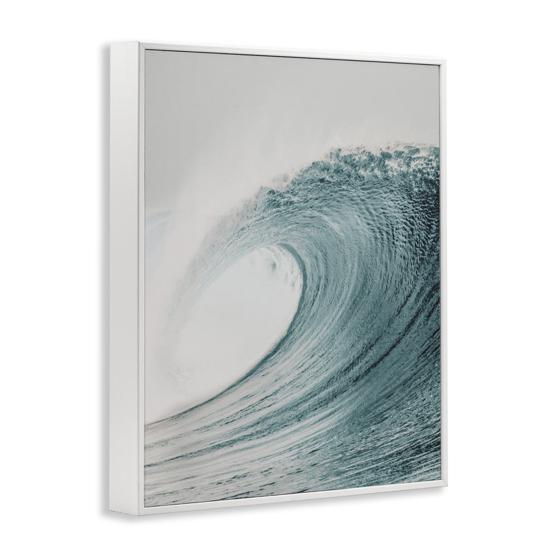 Vague géante ondulée par LSR Design Studio, H 14 po x l 11 po, Estampe numérique encadrée blanc bord de mer