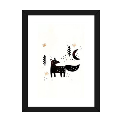 «Little Winter Fox» par Kubistika - Reproduction d'art graphique sur papier encadré