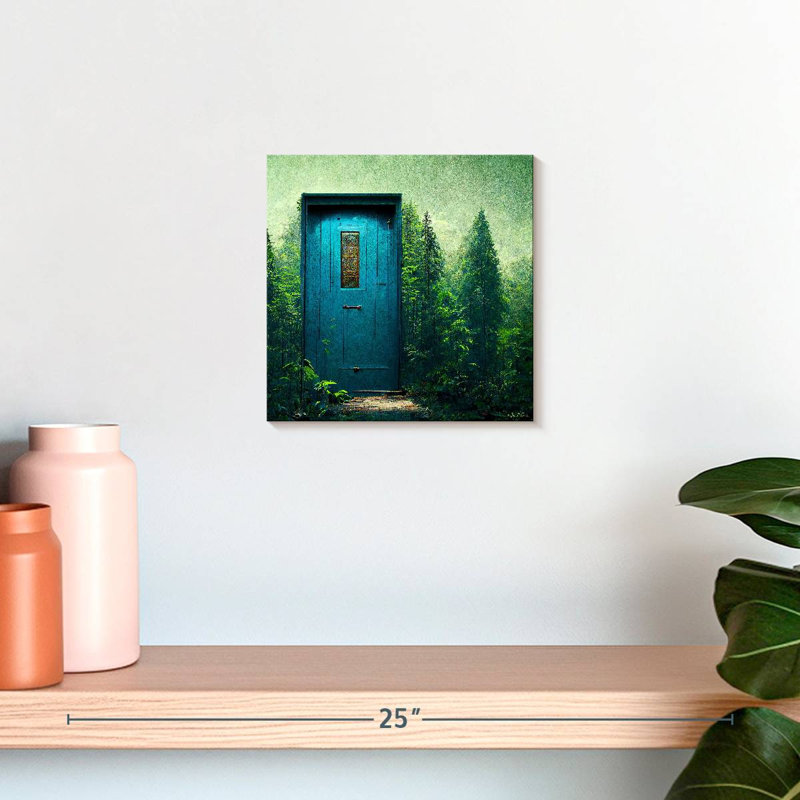 Kelan porte bleue dans le vert, H 10 po x l 10 po