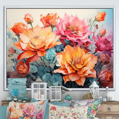 " Peach Green Cactus Representation Multicoloured Acrylic III "