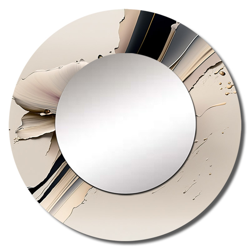 «Payam Beige Orchid Flowers Hyperrealistic IV» - miroir mural décoratif orchidée, 36 po x 36 po